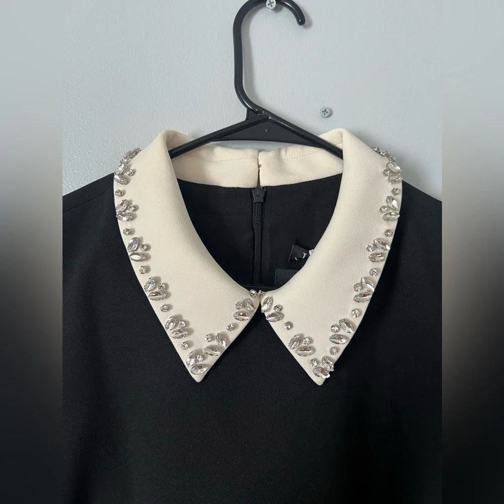 NEW J. Crew Black Mini Dress with White Collar